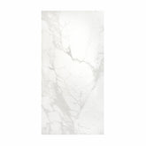 Statuario Jupiter 120x240cm silk matt porcelain tile. White marble look with bold grey veins, 09mm durable format, seamless finish for walls and floors.