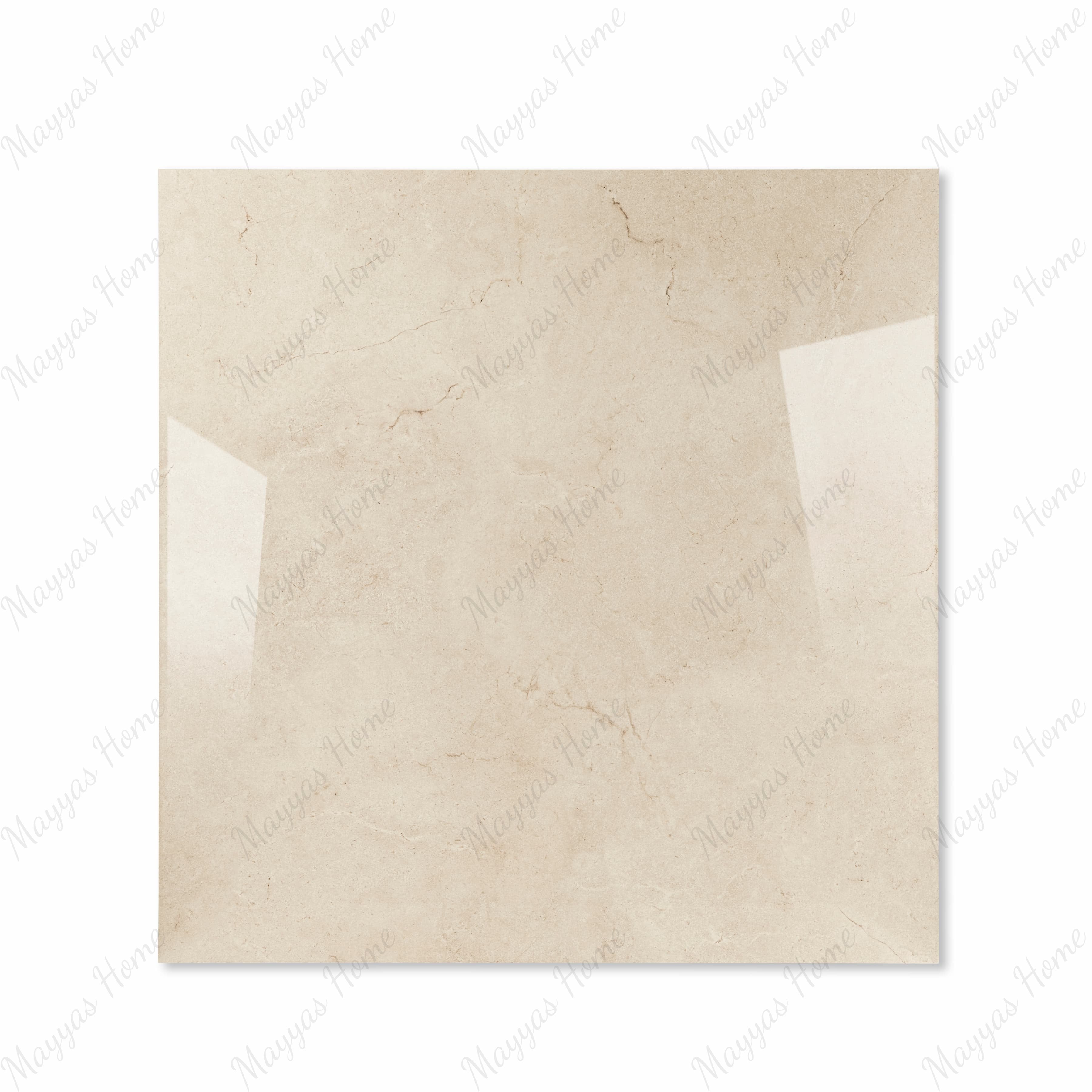 Marfil Pearl glossy porcelain tile 120x120cm displayed on easel against luxury marble backdrop for UAE interior design