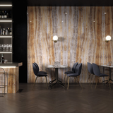 بلاط بورسلين لامع بنمط متطابق، لون برتقالي ياقوتي، مقاس 160×320 سم، سمك 6 مم