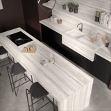 بلاط بورسلين أبيض ترافيرتينو هيفن 160×320 سم 06 مم - بلاط بورسلين غير لامع متطابق