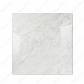 Silver Fume glossy porcelain tile 120x120cm displayed on easel against luxury marble backdrop for UAE interior design