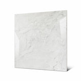 Silver Fume large format porcelain tile angled view highlighting polished marble finish, dramatic veining, and rectified edges