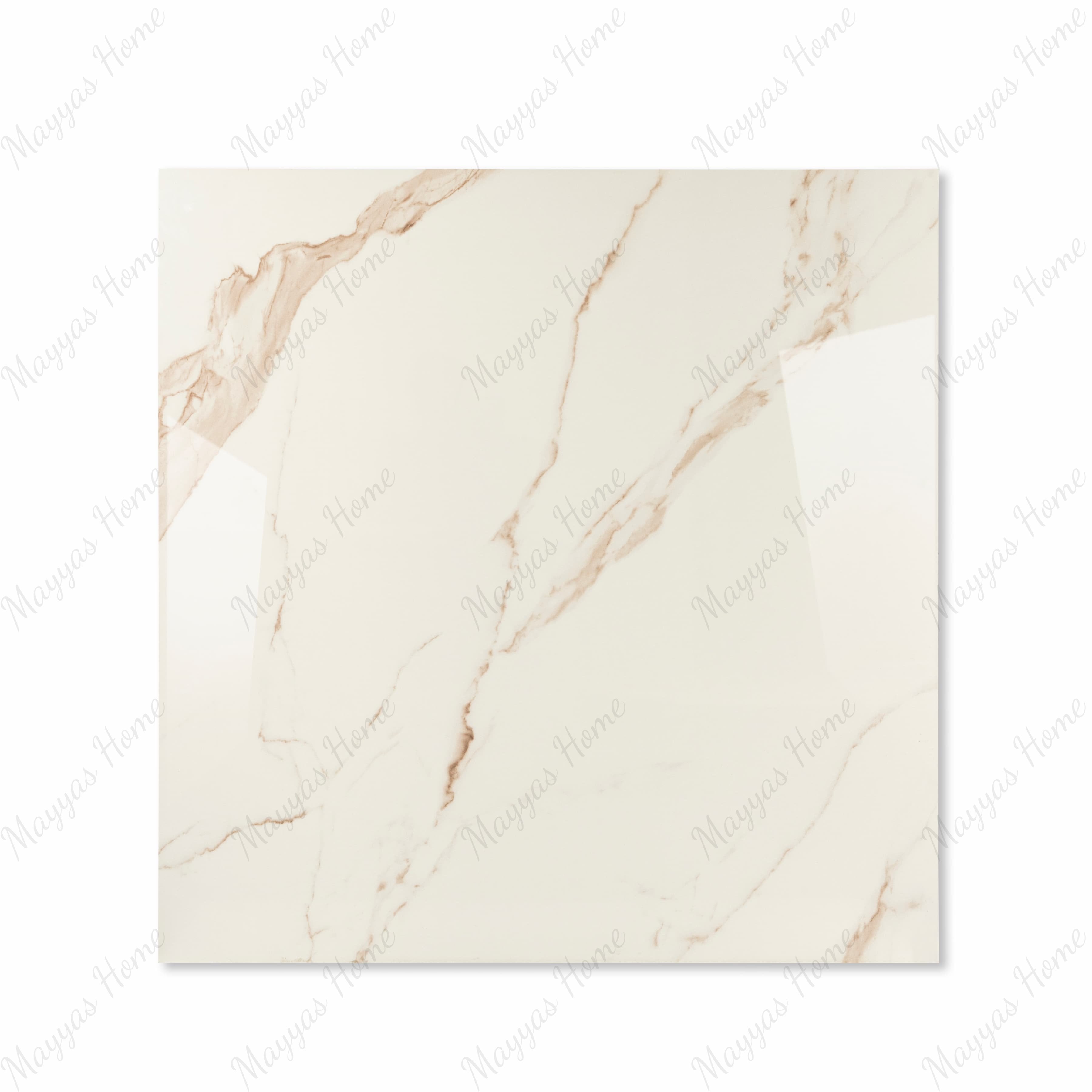 Grisial Pink glossy porcelain tile 120x120cm displayed on easel against luxury marble backdrop for UAE interior design