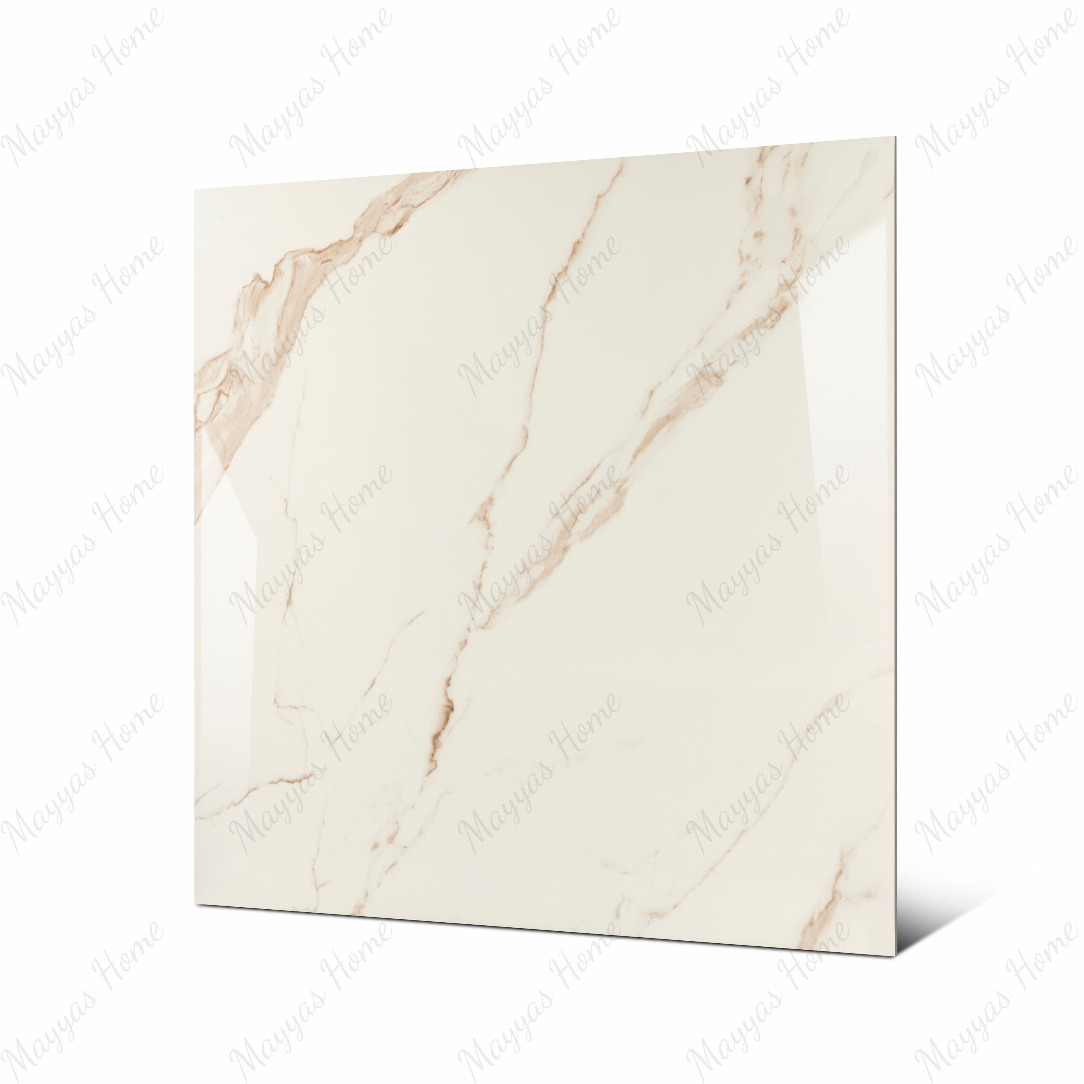 Grisial Pink large format porcelain tile angled view highlighting polished marble finish, elegant rose-gold veining, and rectified edges