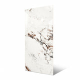Statuario Rena 120x240cm glossy tile with grey veining on a white base. Durable and elegant, perfect for walls, floors, and modern luxury interiors.