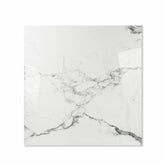 Statuario Krypton glossy porcelain tile 120x120cm displayed on easel against luxury marble backdrop for UAE interior design