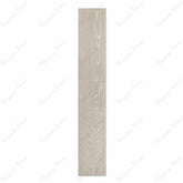 Vero White Ash porcelain plank flat view showing soft whitewashed ash wood grain with natural knots and pale grey tonal detailing