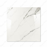 Statuario Hexa glossy porcelain tile 120x120cm displayed on easel against luxury marble backdrop for UAE interior design