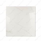Smoke White glossy porcelain tile 120x120cm displayed on easel against luxury marble backdrop for UAE interior design