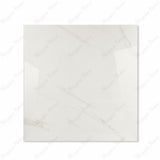 Smoke White glossy porcelain tile 120x120cm displayed on easel against luxury marble backdrop for UAE interior design