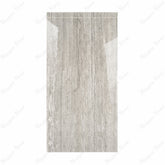 New Travertino Grey 120x240cm glossy porcelain tile with natural stone look. Durable 9mm design, perfect for elegant walls and floors.