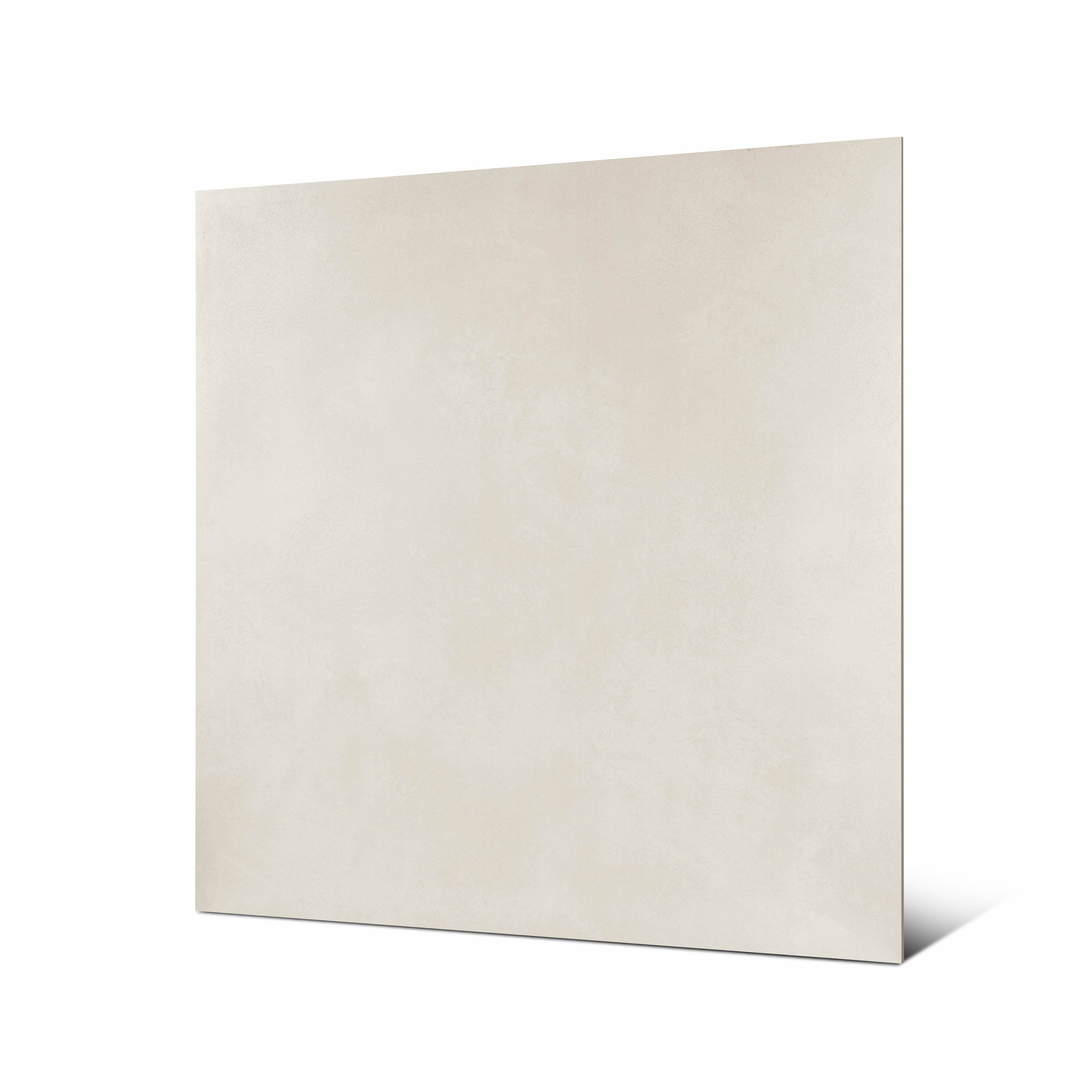 Meera Grey matte porcelain tile 120x120cm displayed on easel against luxury marble backdrop for UAE interior design