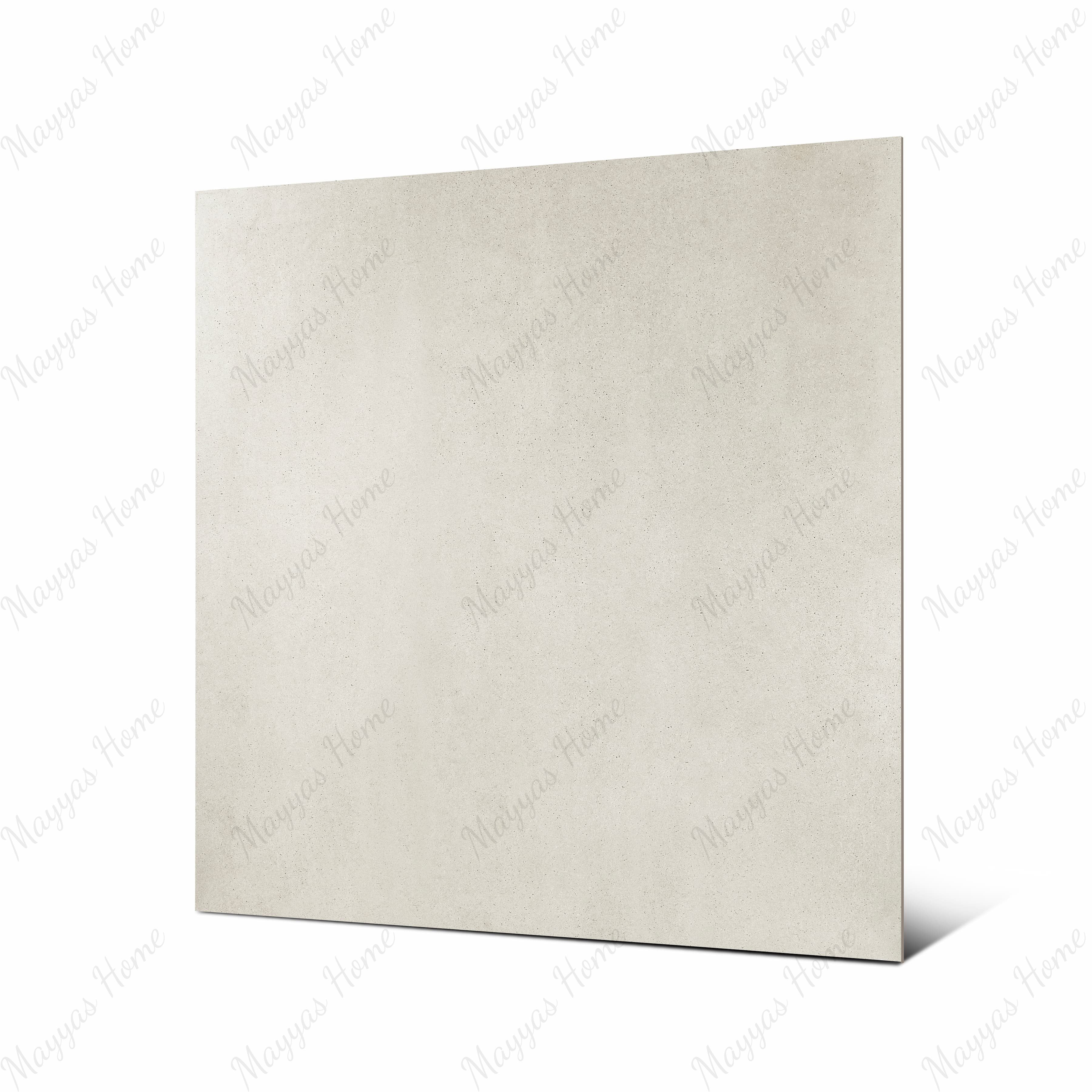 Vera Grey large format porcelain tile angled view highlighting matte greige finish, fine speckling, and rectified edges