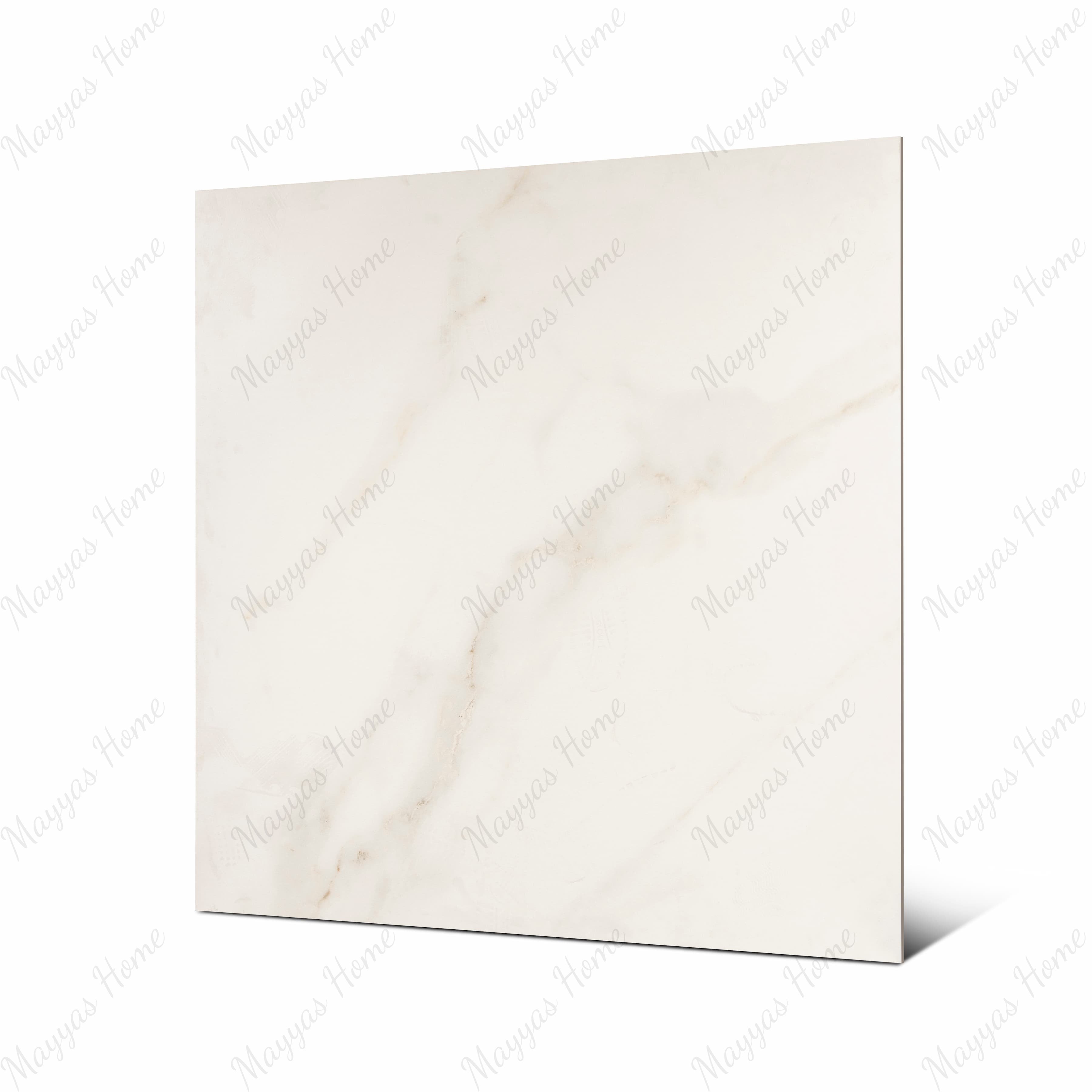 Cecelia Gold 120x120cm matt porcelain tile with soft cream base and golden veining. Elegant, durable, and ideal for modern luxury interiors.