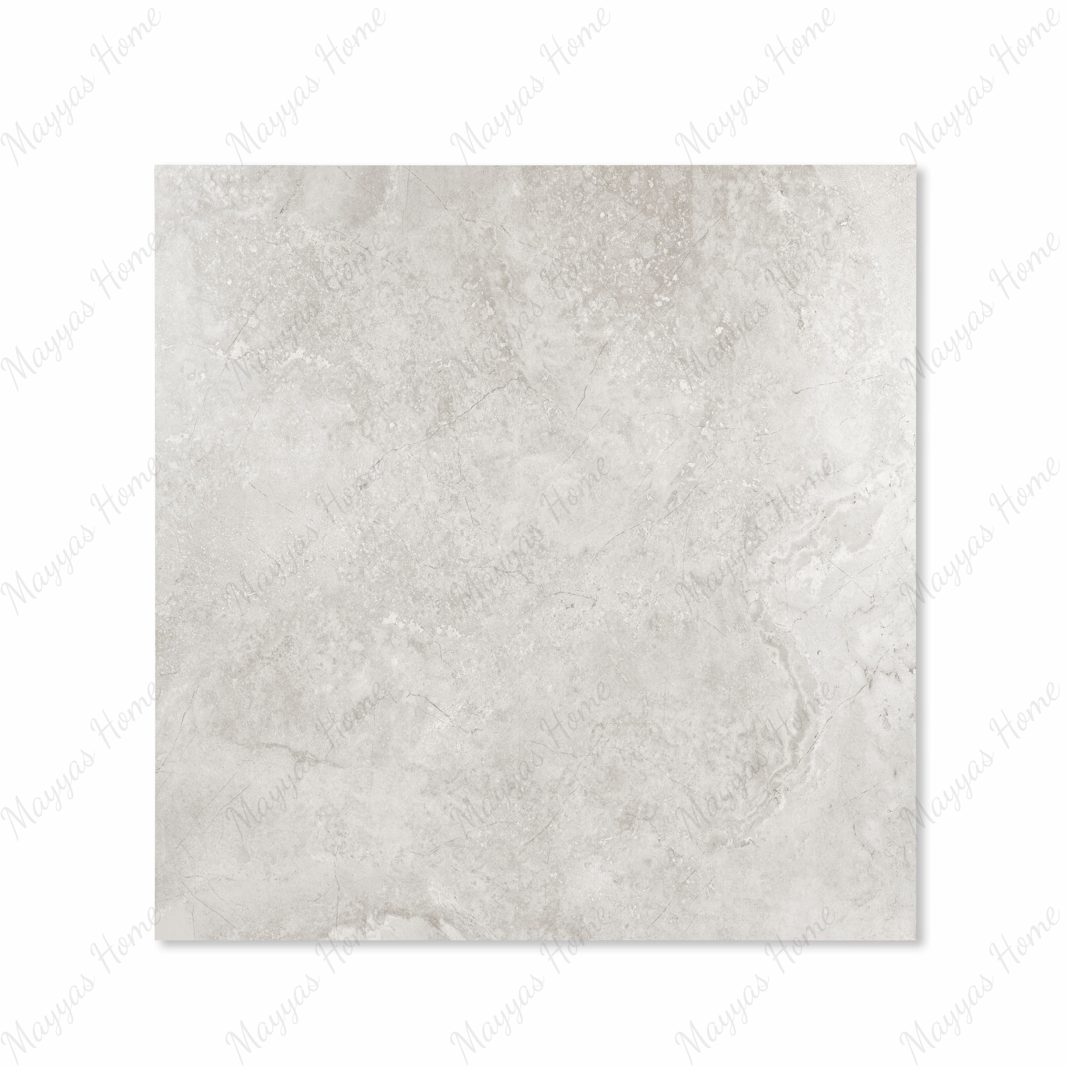 Resina Grey matte porcelain tile 120x120cm displayed on easel against luxury marble backdrop for UAE interior design