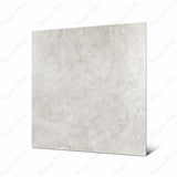 Resina Grey 120x120cm matte porcelain tile flat view showing soft grey travertine stone-look surface with natural veining