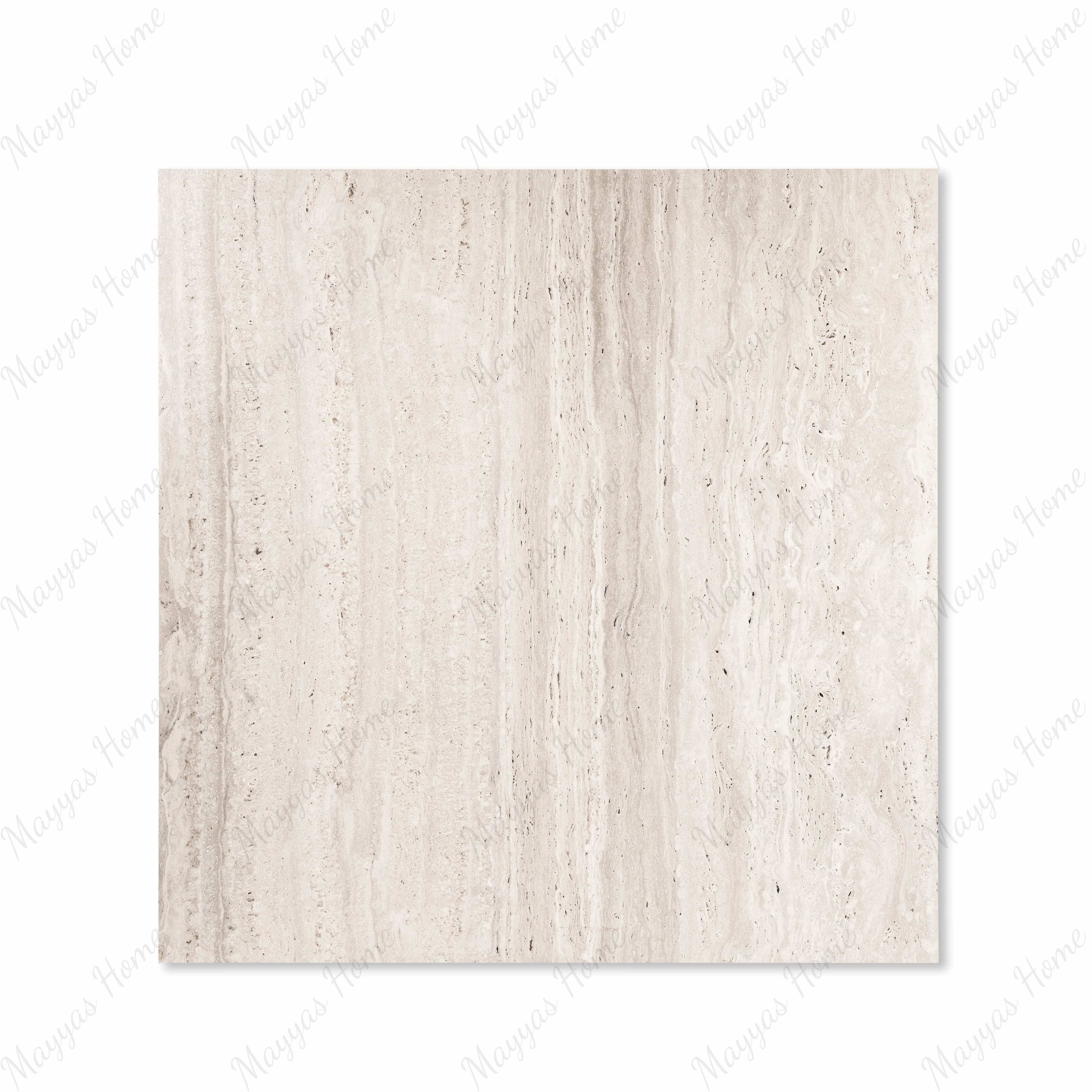 Roma Travertino Bianco matte porcelain tile 120x120cm displayed on easel against luxury marble backdrop for UAE interior design