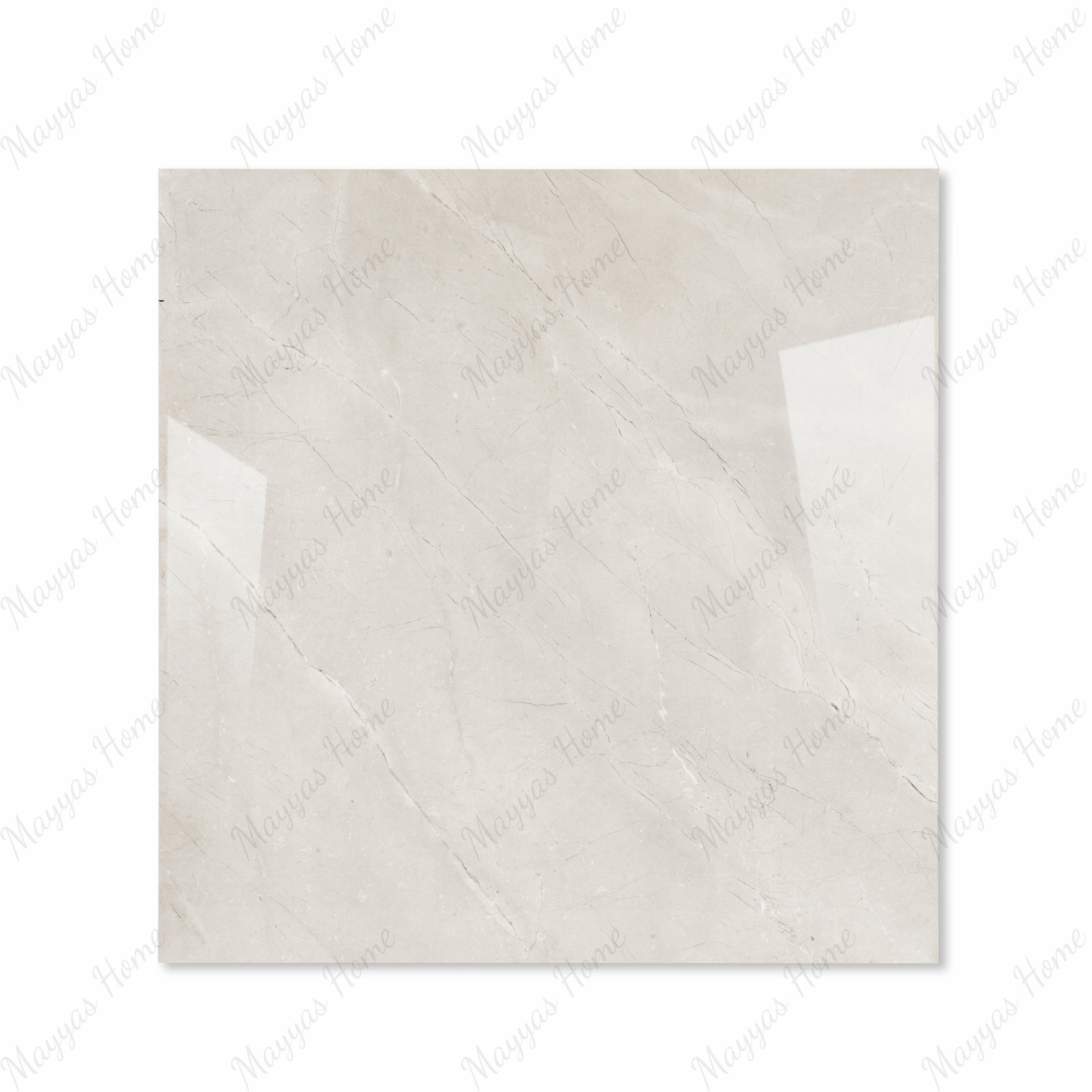 BURBERRY BIANCO – 120x120cm glossy porcelain tile with a soft white marble look. Premium large format surface for sophisticated modern interiors.