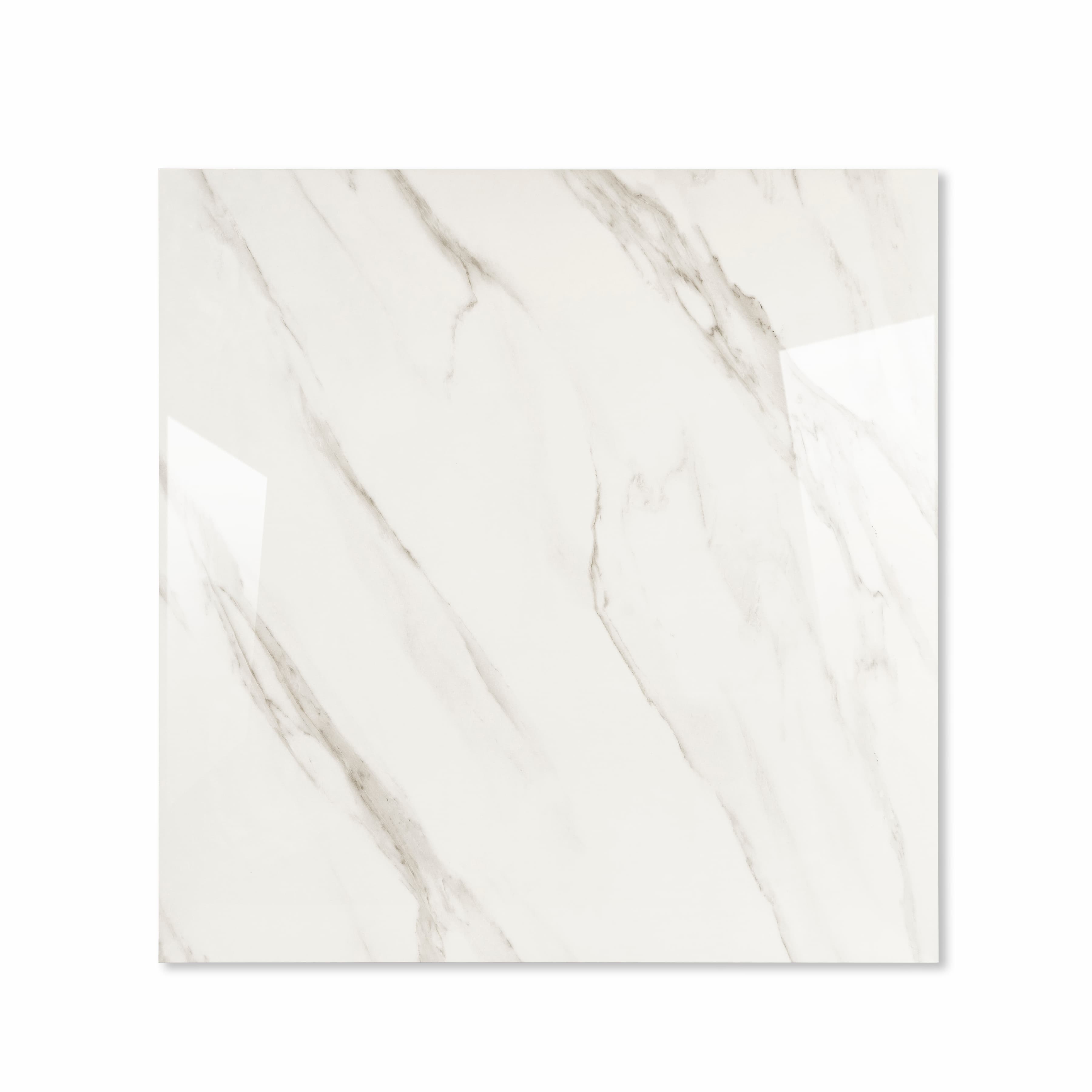 Shop STATUARIO ANGEL large format porcelain tiles (120x120cm) with a 9MM glossy finish and premium white marble effect. Durable, scratch-resistant, and easy to install. Perfect for luxurious interiors.