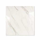 Shop STATUARIO ANGEL large format porcelain tiles (120x120cm) with a 9MM glossy finish and premium white marble effect. Durable, scratch-resistant, and easy to install. Perfect for luxurious interiors.