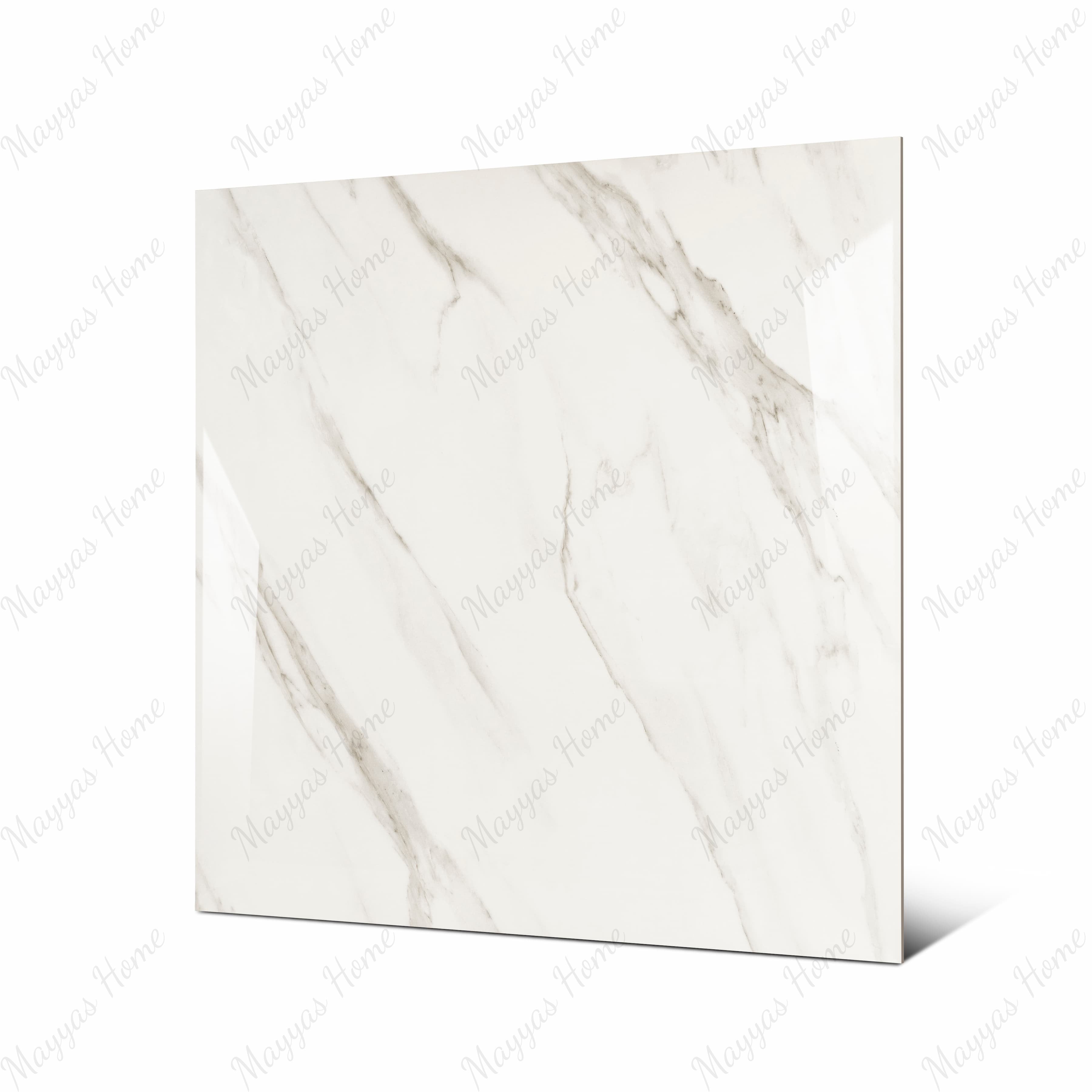 Shop STATUARIO ANGEL large format porcelain tiles (120x120cm) with a 9MM glossy finish and premium white marble effect. Durable, scratch-resistant, and easy to install. Perfect for luxurious interiors.
