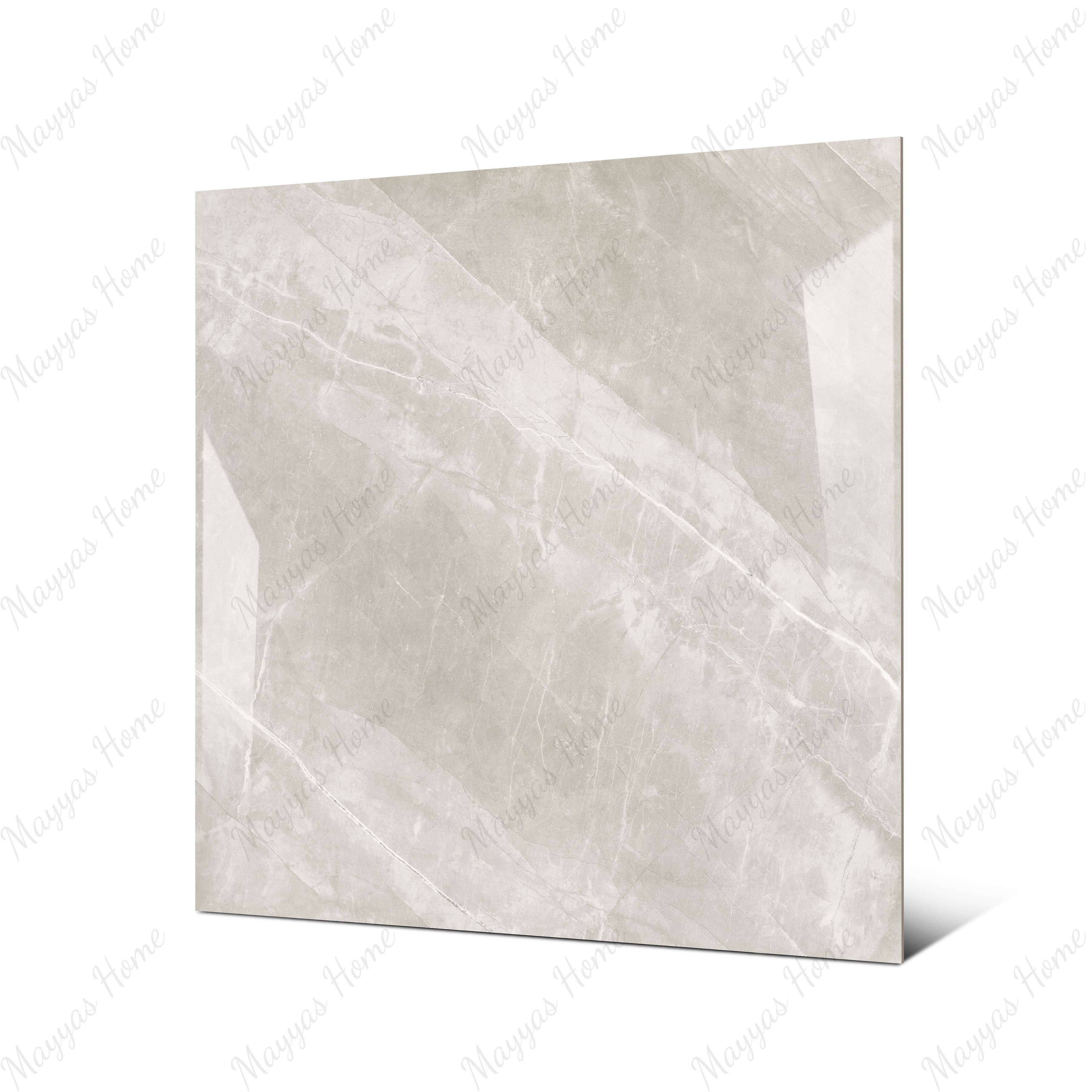 ARMANI ROMANO – 120x120cm glossy porcelain tile with beige marble effect. Ideal for elegant, modern interiors with seamless large format appeal.
