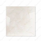 Crema Onyx 120x120cm glossy porcelain tile flat view showing soft ivory onyx surface with golden veining detail
