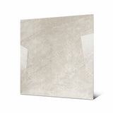Royal Beige large format porcelain tile angled view highlighting polished beige marble finish, natural veining, and rectified edges