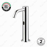 703509 electronic single-lever basin tap with extended body and spout, battery-powered operation, G 1/2” threaded connection, and adjustable flow limiter for efficient water control.