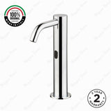 703509 electronic single-lever basin tap with extended body and spout, battery-powered operation, G 1/2” threaded connection, and adjustable flow limiter for efficient water control.