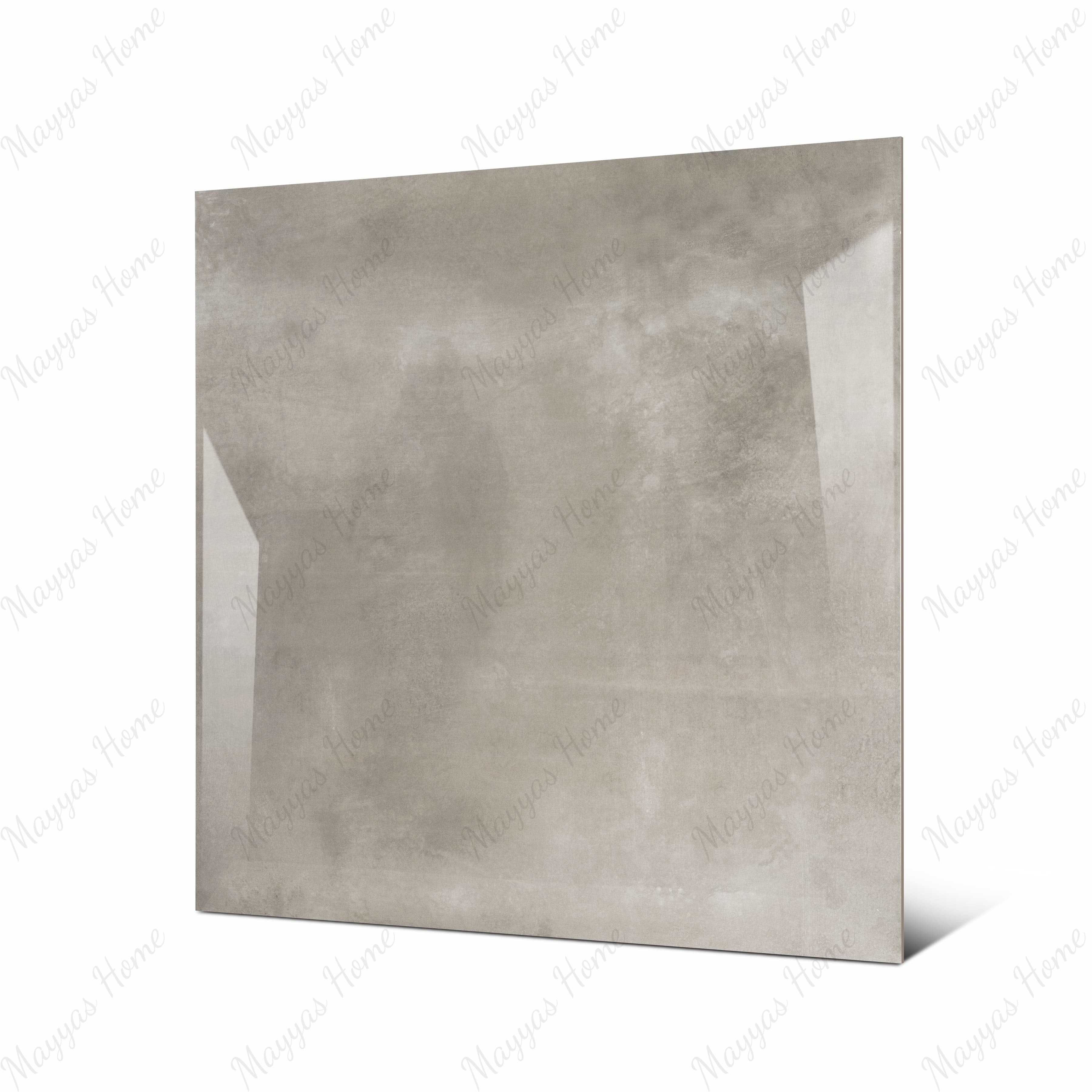Portland Grey large format porcelain tile angled view highlighting polished concrete-effect finish and rectified edges