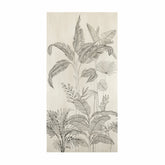 Hordix Crema Decor Matte porcelain slab displayed on easel against luxury backdrop showing botanical line-art design on cream base for UAE interior design