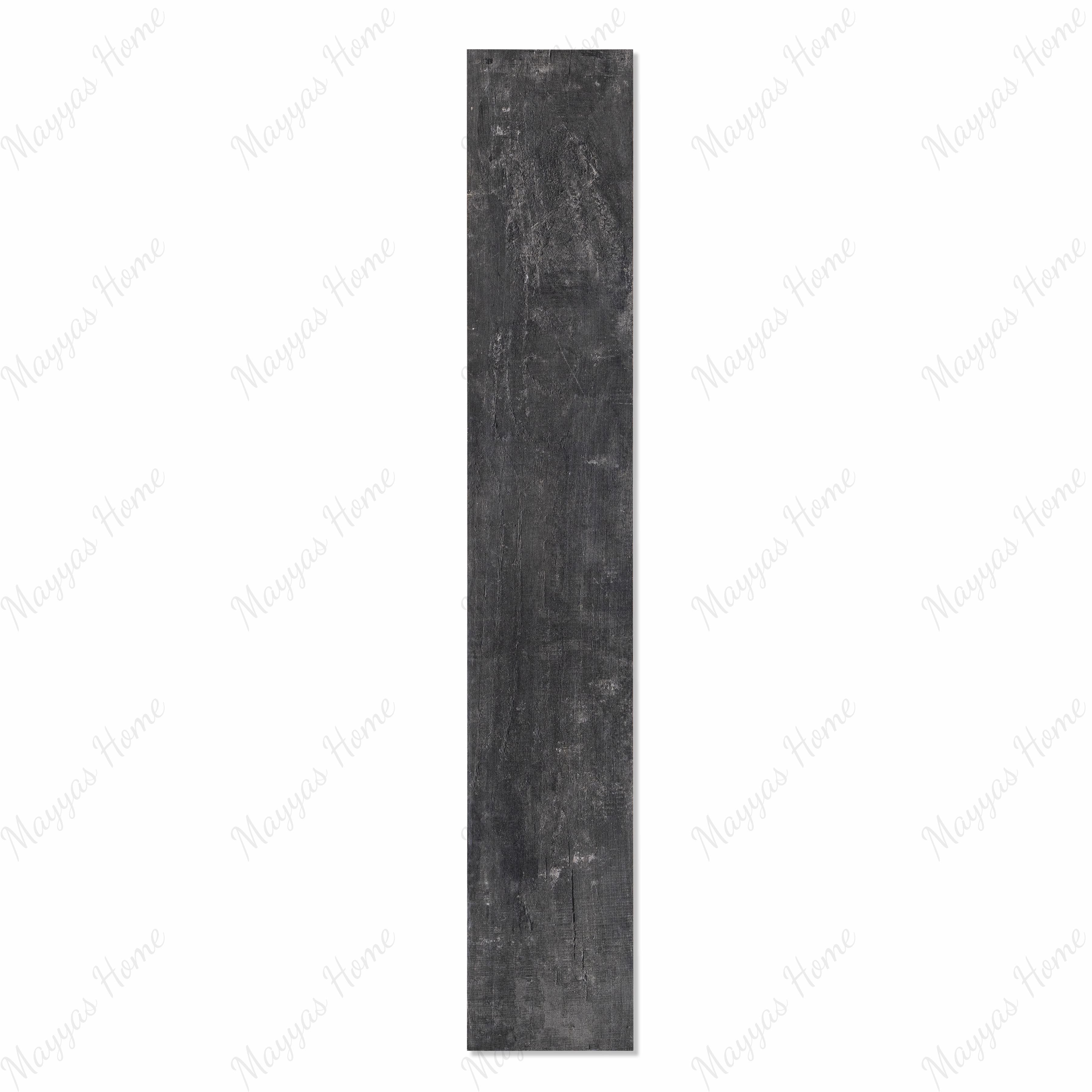 Speria Nero charcoal black wood-look porcelain plank tile with rustic texture