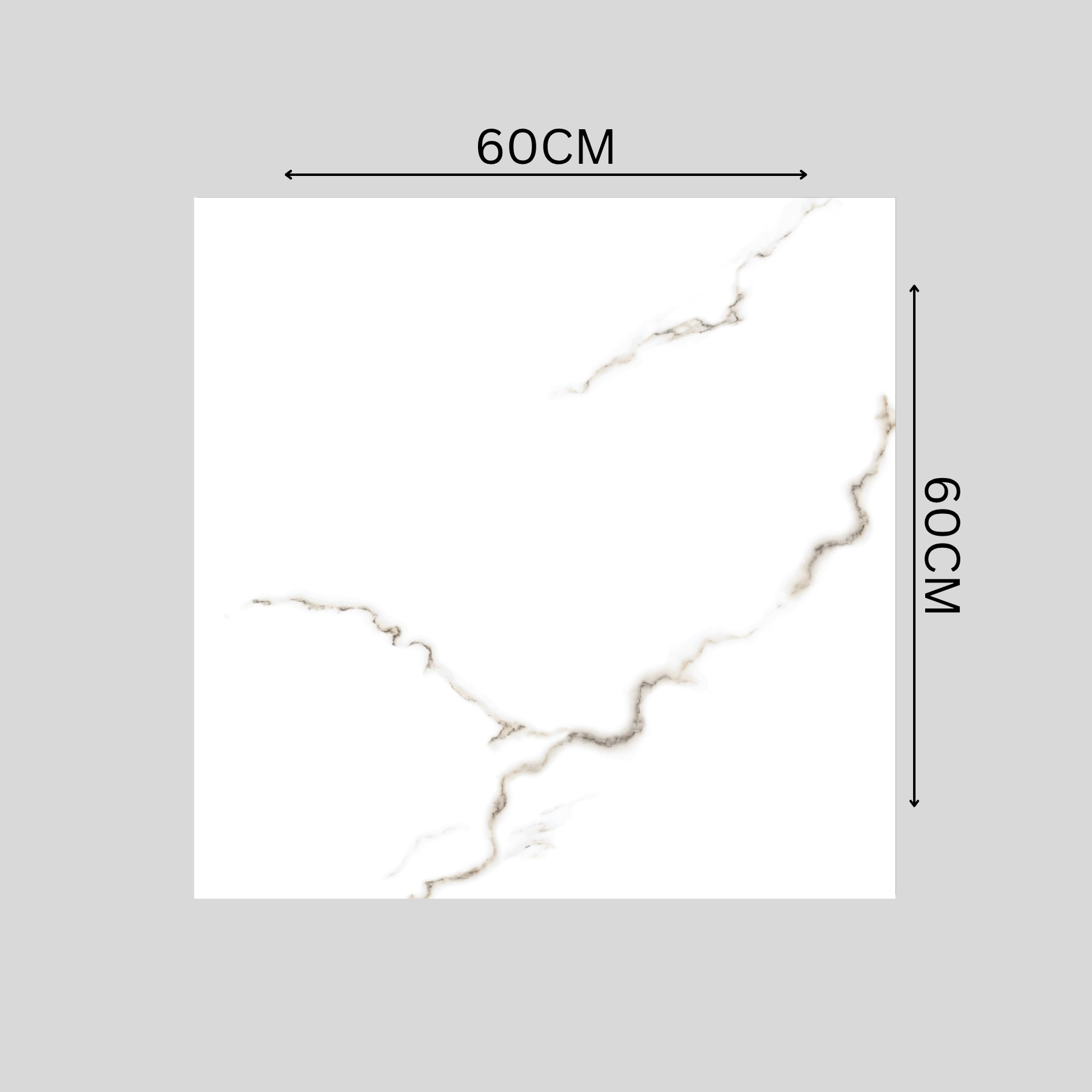 ARONA STATUARIO 60x60cm Glossy Porcelain Tile – 09MM White Marble Look