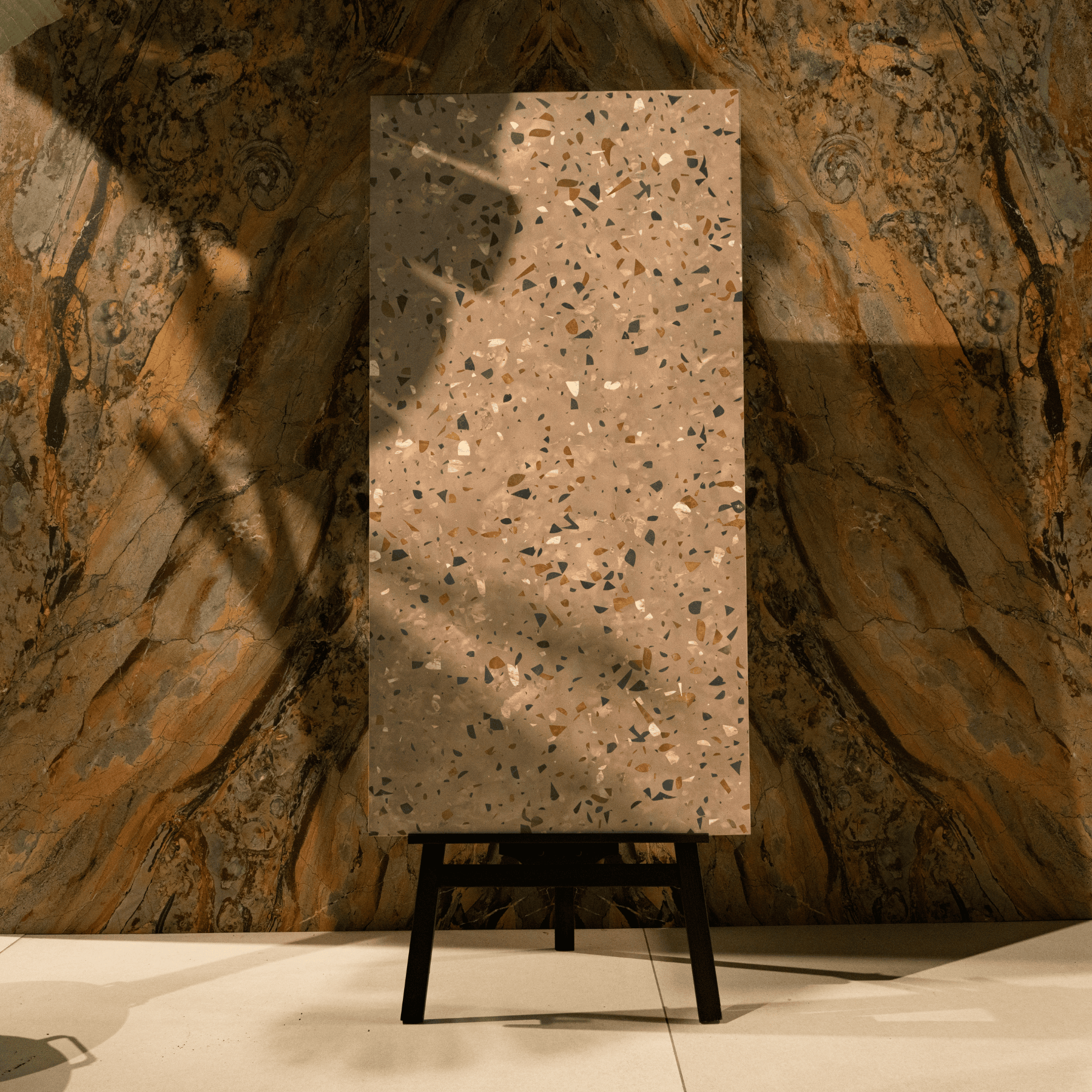 Amata Moca tiles (60x120cm, 9mm) feature a Carving Matt finish with a rich mocha design. Ideal for Indoor Floors and Walls, these Porcelain tiles offer a bold, textured look. The carving matt surface adds depth, creating a warm and sophisticated atmosphere perfect for both contemporary and classic interiors in residential and commercial spaces.