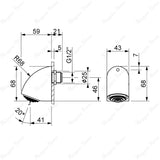 Anti-hanging shower head with adjustable jet, wall-mounted design, G1/2 male connection and flow limiter options. Ideal for secure and commercial facilities in UAE.