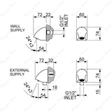 Anti-hanging shower head with adjustable jet, wall-mounted design and G1/2 male connection. Ideal for hospitals, secure facilities and public showers in UAE.