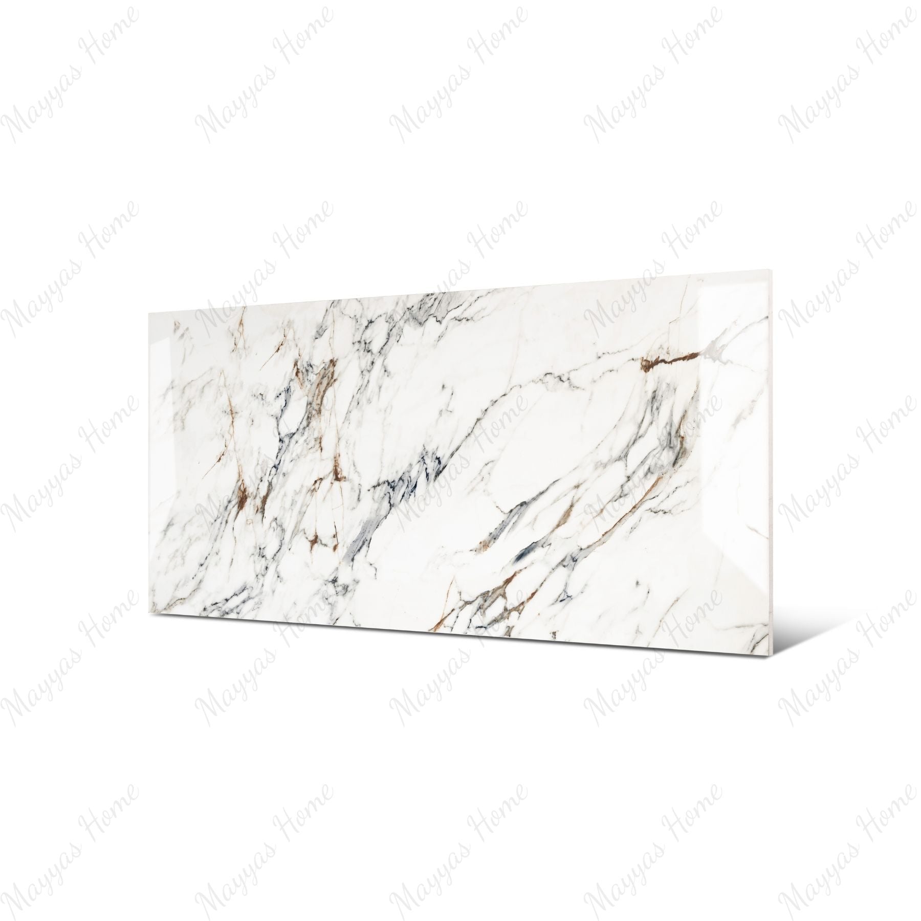 Aristo Statuario 80x160cm glossy porcelain tile, 09mm thick with bold marble veining. Elegant high-gloss finish, perfect for luxury interiors.