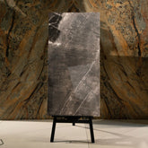 Armani Grey glossy marble effect porcelain tile 60x120cm with 9mm thickness features elegant grey tones and polished luxury finish.
