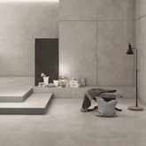 Azure Smoke 120x240cm matt porcelain tile in smokey grey. Strong 09mm format, seamless matt finish, ideal for walls and floors