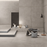 Azure Smoke 120x240cm matt porcelain tile in smokey grey. Strong 09mm format, seamless matt finish, ideal for walls and floors