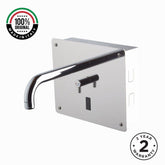 Battery-powered electronic basin mixer with built-in installation and chrome finish. Touchless, water-saving faucet for modern UAE washrooms.