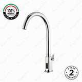 Battery-powered sensor mixer tap with swivel spout, chrome finish and water-saving flow control. Ideal for hygienic commercial and residential washrooms.