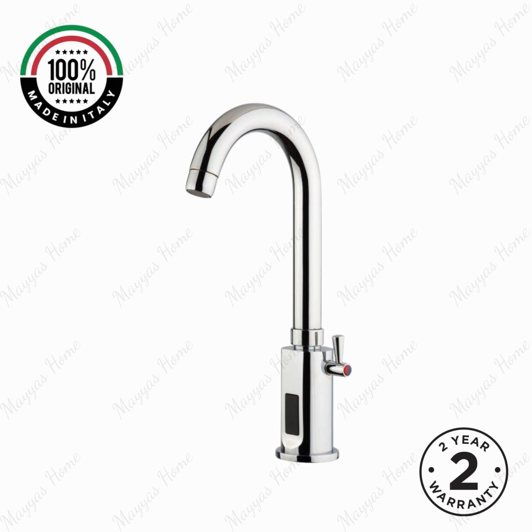 Battery-powered sensor sink mixer tap with swivel spout and chrome finish. Touchless, water-saving faucet for modern UAE bathrooms and washrooms.