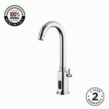 Battery-powered sensor sink mixer tap with swivel spout and chrome finish. Touchless, water-saving faucet for modern UAE bathrooms and washrooms.