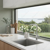 Battery-powered sensor sink mixer tap with swivel spout and designer finishes. Touchless, water-saving faucet for luxury UAE bathrooms and washrooms.