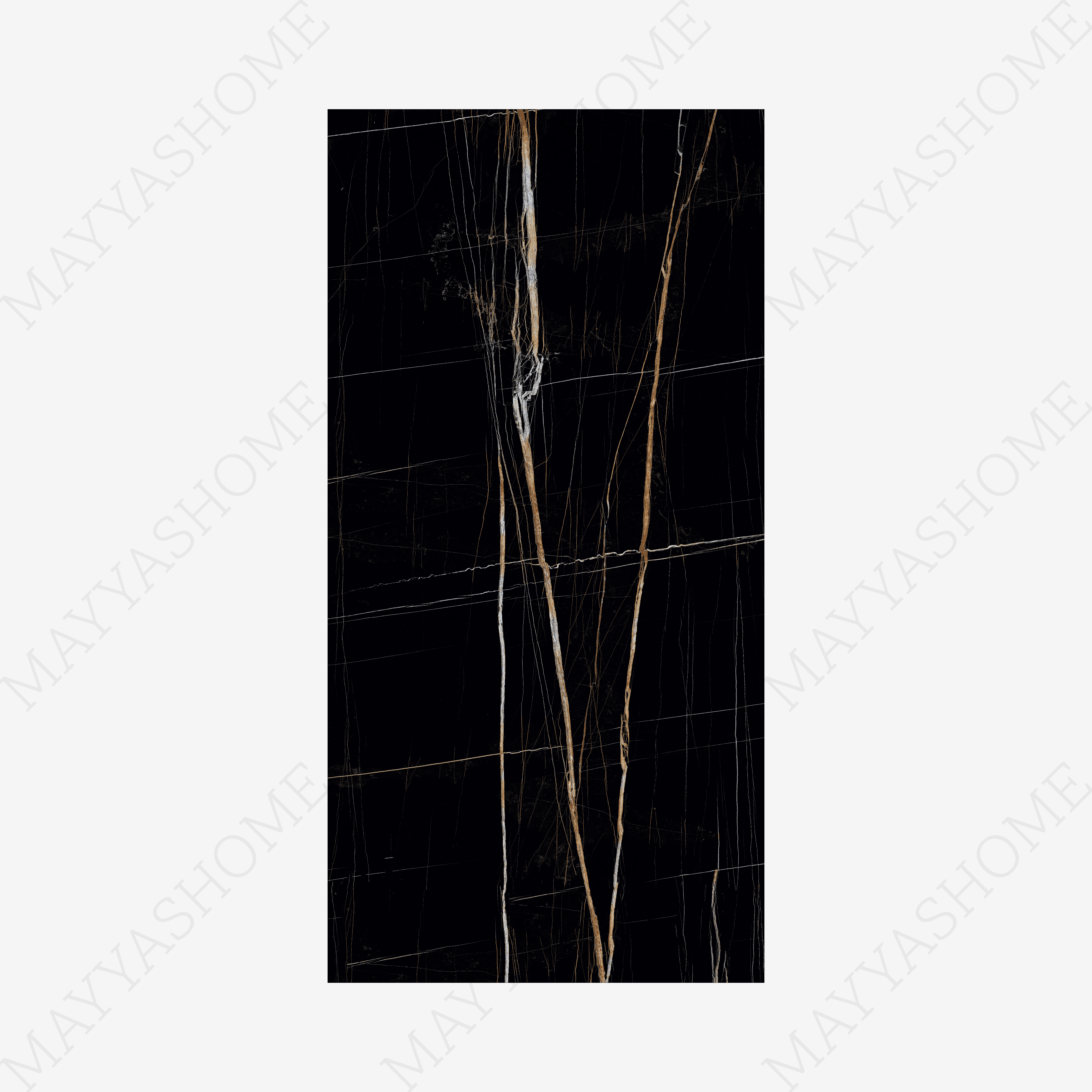 Black Beauty 120x240cm high glossy tile with rich black tones and elegant veining. Perfect for luxury interiors, feature walls, and modern spaces.