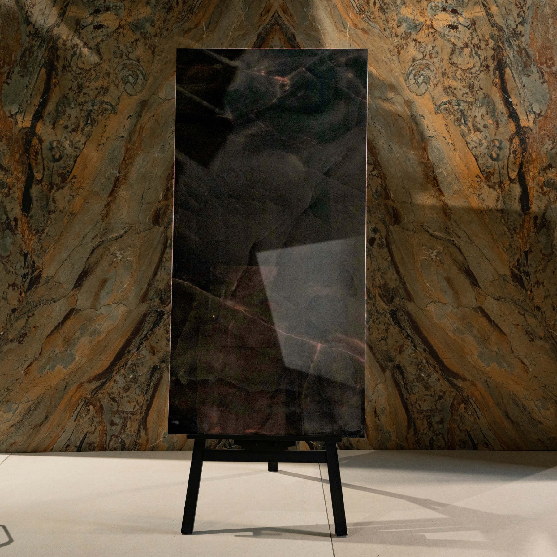 Black Panther Onyx porcelain tile 60x120cm 9mm thickness, bold marble look design, durable porcelain, ideal for luxury floors and walls.