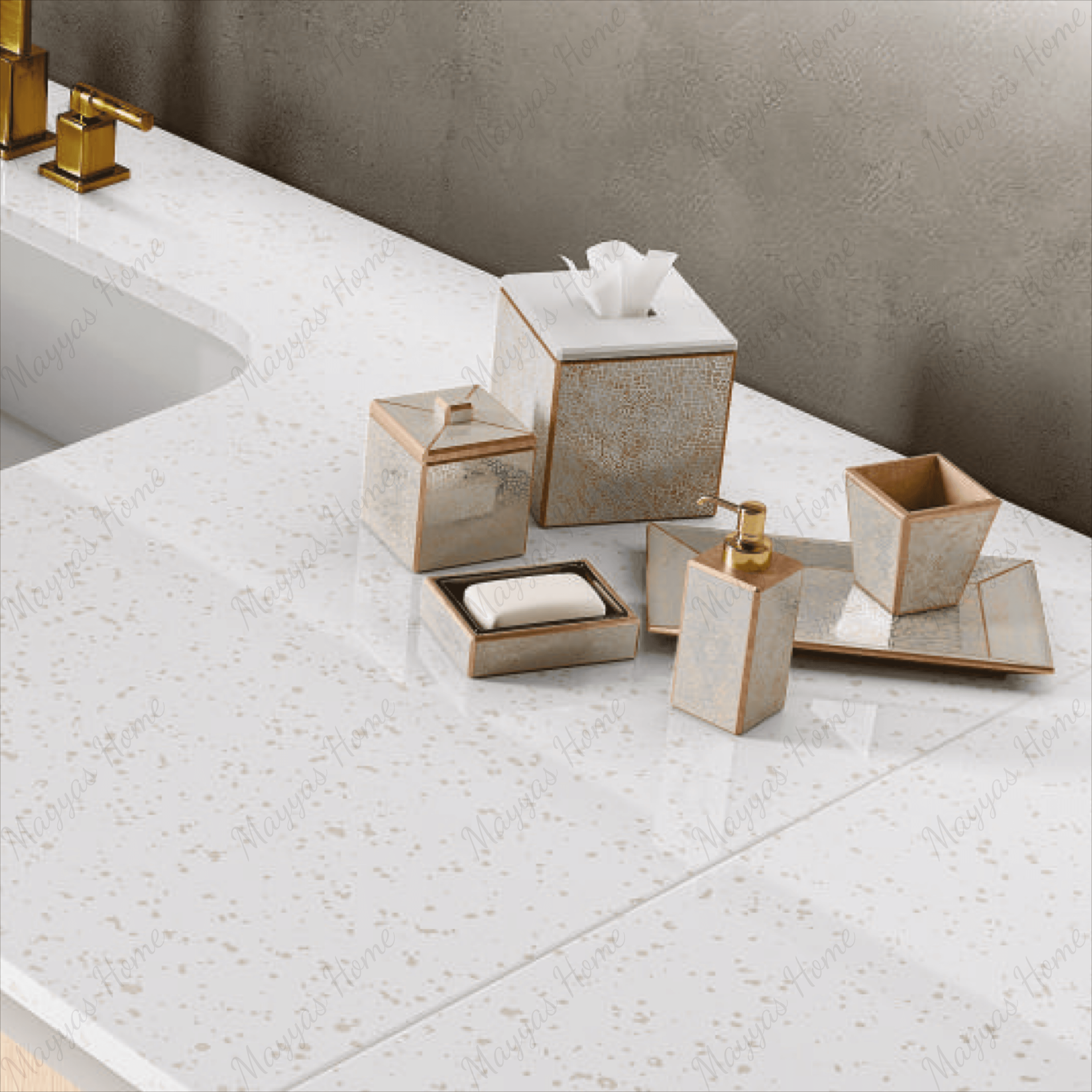 Brighten interiors with elegant stone look tiles featuring a sleek polished finish. Perfect for airy, modern spaces with large format tiles.