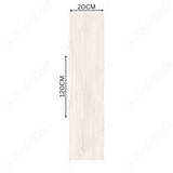 CIAZ WHITE 20x120cm porcelain tile features a matte white wood look, 09MM thick—perfect for clean, modern spaces needing brightness and durability.